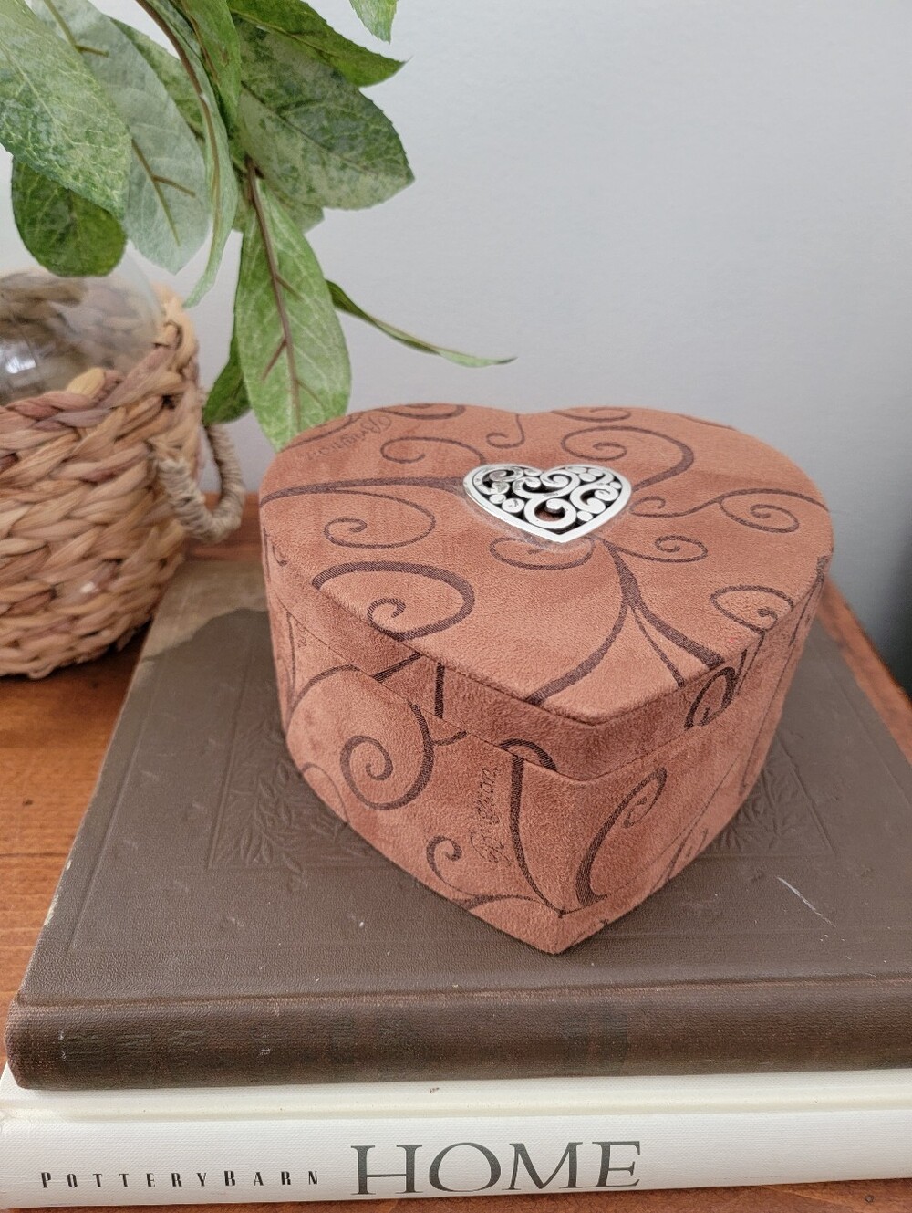 Brighton Brown Heart Shaoed Jewelry Box 3 Tier Stackable Removable Trays Storage